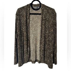 Chico's Animal Print Open Cardigan Womens Size XL/16 Stretch Fall Autumn Classic